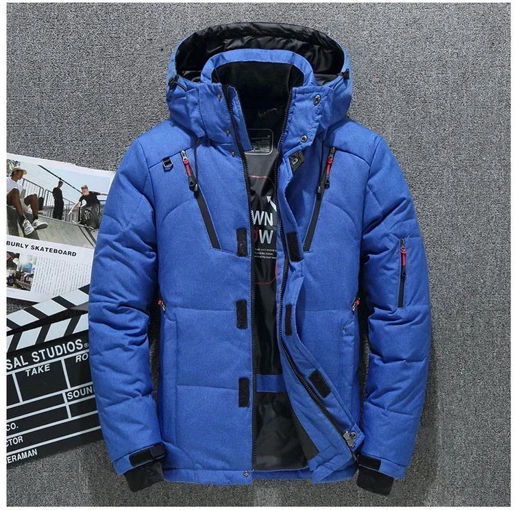 New Windproof Winter Down Jacket Male Warm Hooded White Duck Thick Men's Down Jacket Snow High Quality Parkas Outerwear