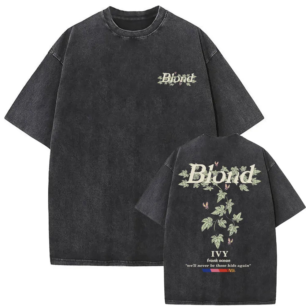 Washed Vintage Rapper Frank Oversized Tshirt Blond Graphic T-shirts Men Women Ocean Hip Hop T Shirt Men's Fashion Casual Tees
