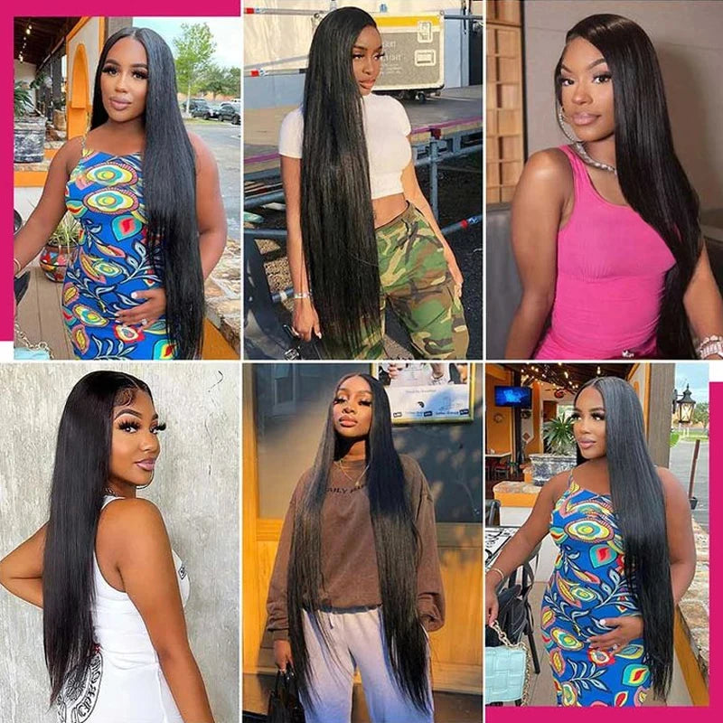 13x4 Brazilian Human Hair Wear and Go 200 Density Straight 13x6 Hd Lace Frontal No Glue Natural Black Pre Plucked with Baby Hair