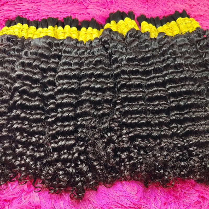 Bulk Braiding Hair 100% Human hair Virgin Deep Wave Unprocessed No Weft Boho Braids Human Hair Bulk Extensions Brazilian Remy 1B