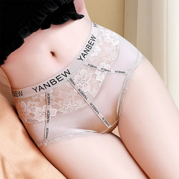 New fashion women's satin lace panties 7A antibacterial safety pants mid-waist popular briefs
