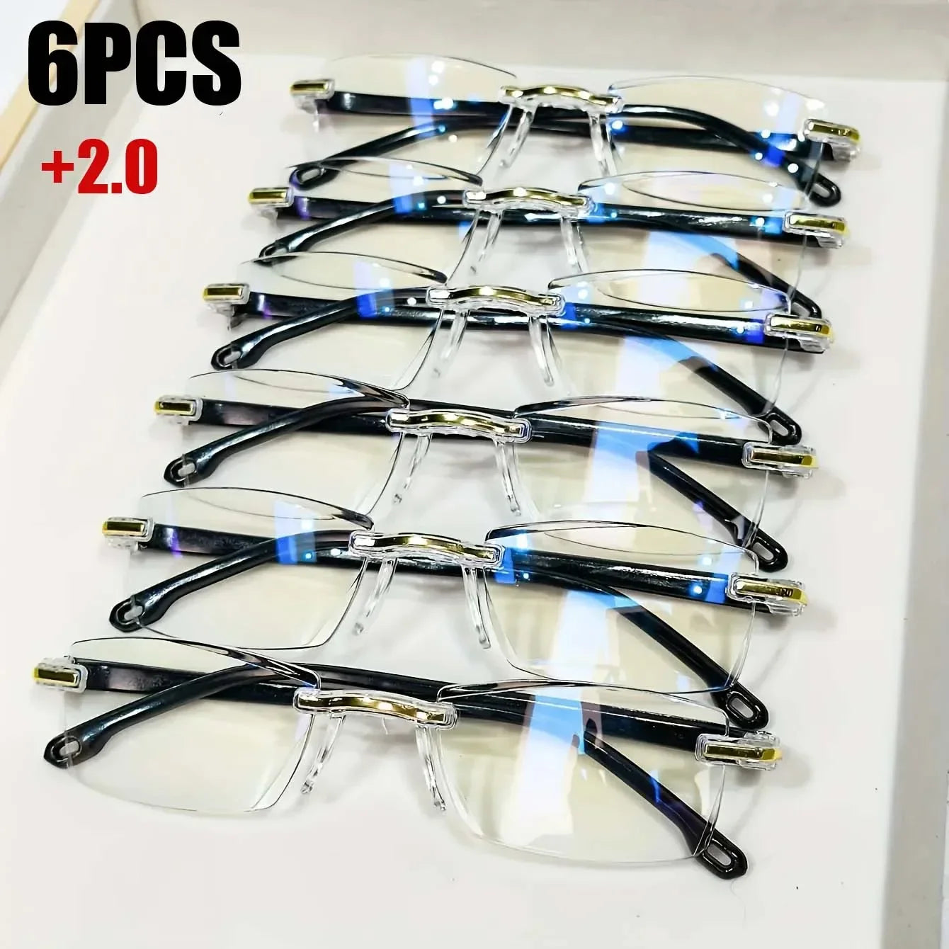 6Pairs of Simple Men'S Square Reading Glasses Anti Blue Light Reading Eyes Fashion Full Frame Hyperopia Glasses Reading Glasses