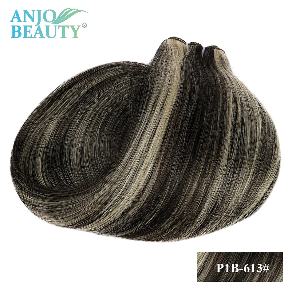 Straight Human Hair Weaves Bundles Brazilian Remy Human Hair Sew In Weft Extensions Straight Blonde 100g 16"-28" Natural Hair