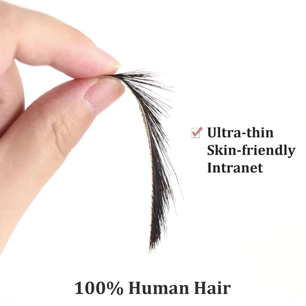 6 New Styles Invisible Natural Black Fake Eyebrows For Adult Males and Females 100% Human Hair Handtied Lace Base Natural Growth