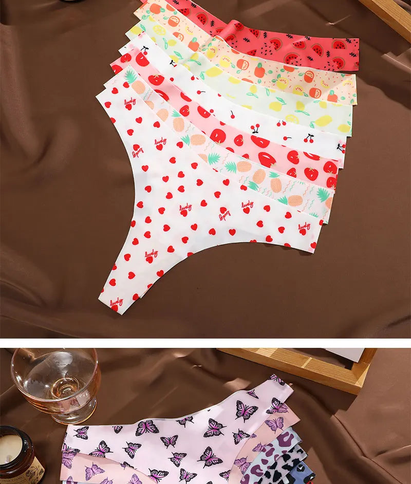 3PCS/SET Sexy G-String For Women Colorful Bikini Female Underwear T-back Intimates Lingerie Seamless Low Waist Underpants Lady
