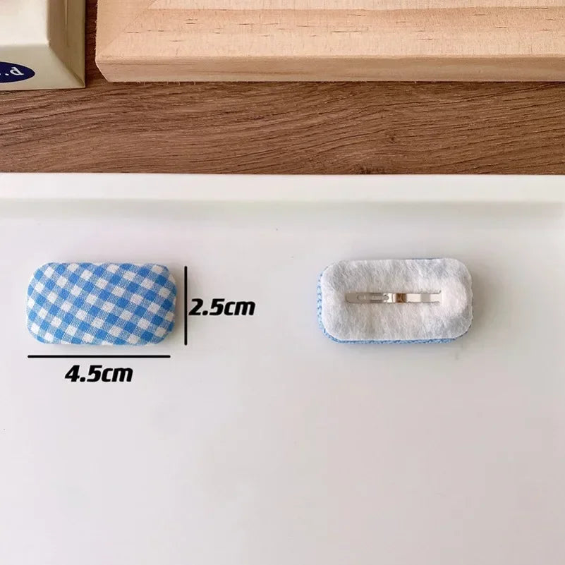 2Pcs/Set Kawaii Girls Sweet Hair Clips Fabric Plaid Cotton Hairpins for Baby Hair Square Shape Women Bangs Barrettes Headwear