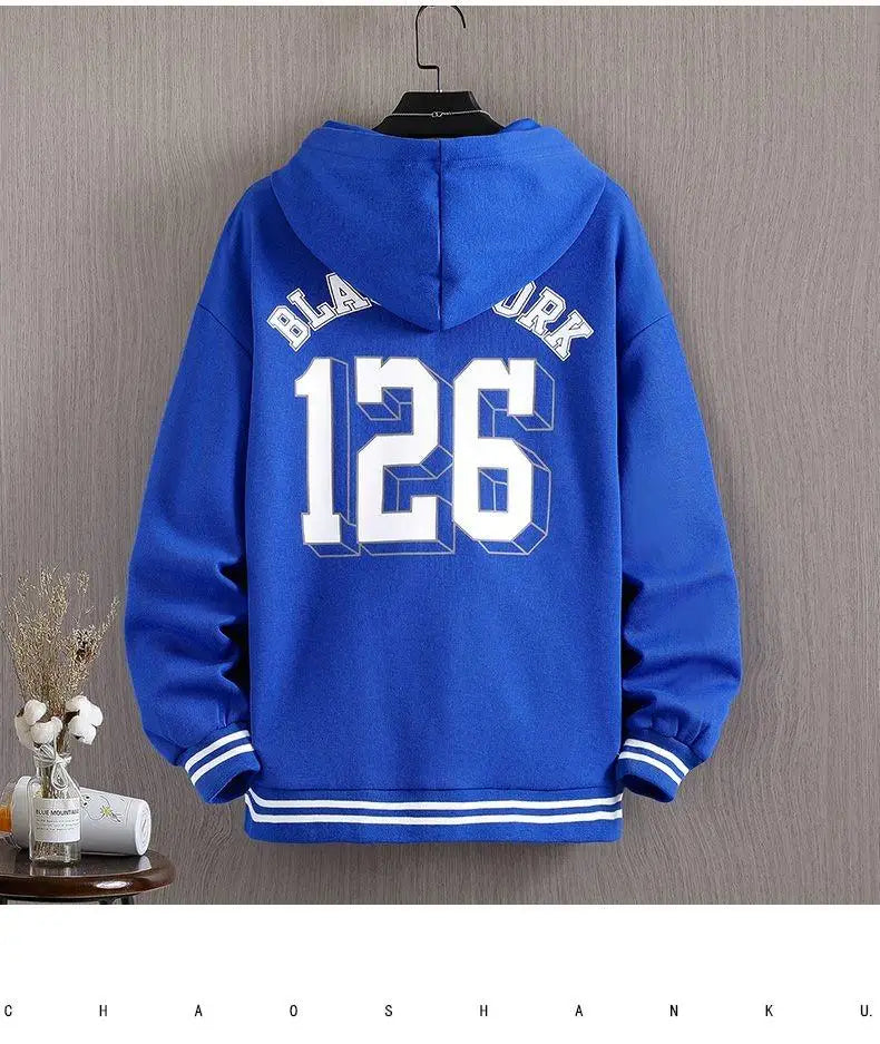 New Men's Hooded Jacket M-6XL Men's Clothing Spring Autumn Korean Fashion Loose Male Coat Hooded Baseball Jersey 2024