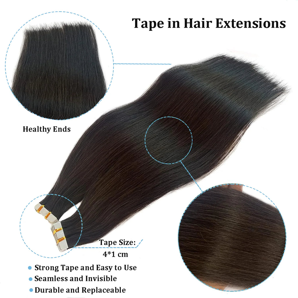 Tape In Hair Extensions 100% Remy human Hair Cuticle Skin Weft Seamless Adhesive Tape Hair Extensions 50G /set 20pc Best Quality