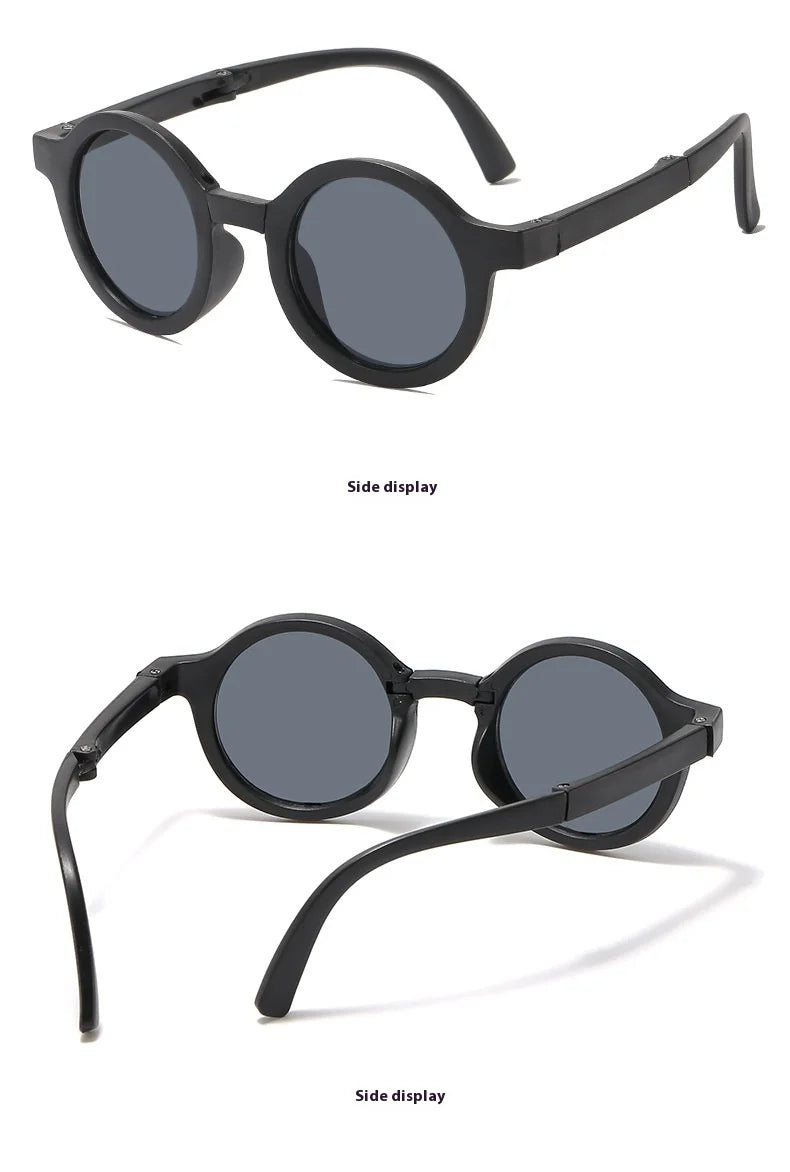New Folding Children's Fashionable Round Sunglasses Cute Eyeglasses For Boys Girls Baby Sunshade And UV Protection