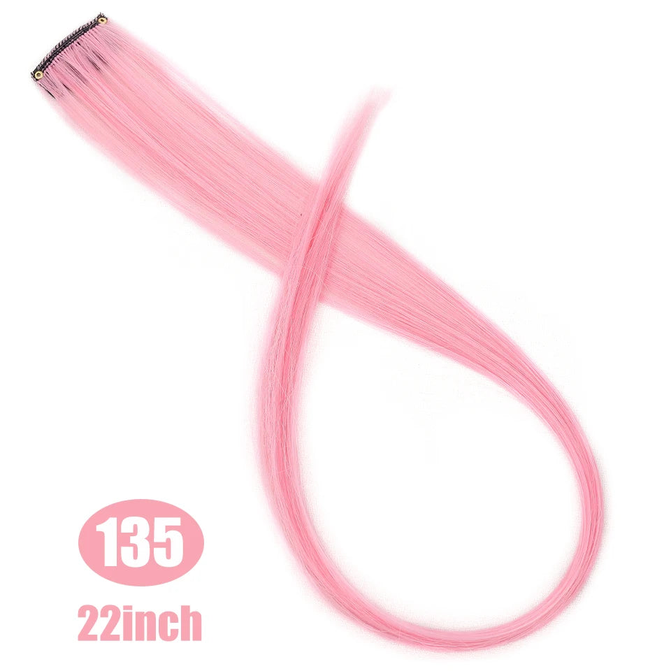 Lupu Synthetic Long Straight Rainbow Highlight Colored Hair Extensions Clip In Fake Hair Pieces For Women Heat Resistant