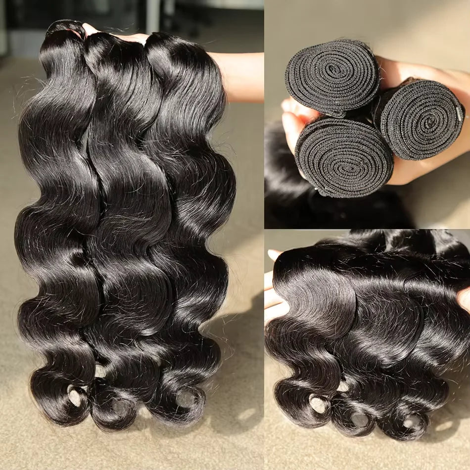 Body Wave 30 32 Inch Brazilian Remy 100% Human Hair Bundles   Brazilian Water Wave Human Hair Extensions 2 3 4 Bundles Deal