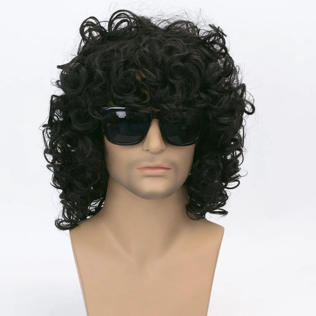 Men's Short Curly Hair Black  synthetic Wig Anime Role-Playing Wig Halloween Role-Playing Costume Wig