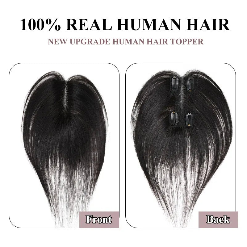 25cm 100% Human Hair 4clips Women's Natural Forehead Whitening Hair Enhancement Head Curtain 3D Eight Character Air Bangs