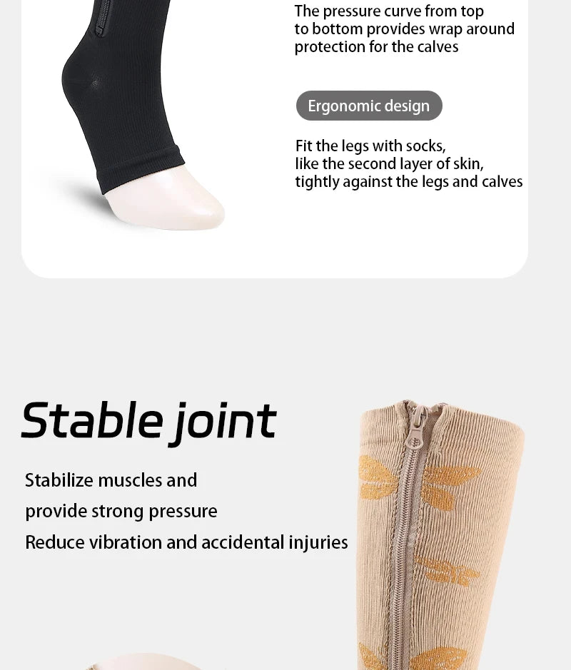 Compression Socks S-XXL Medical Edema Pregnant Varicocele Open Toe Socks Men Women Solid Color Knee Length Elastic Tight Socks
