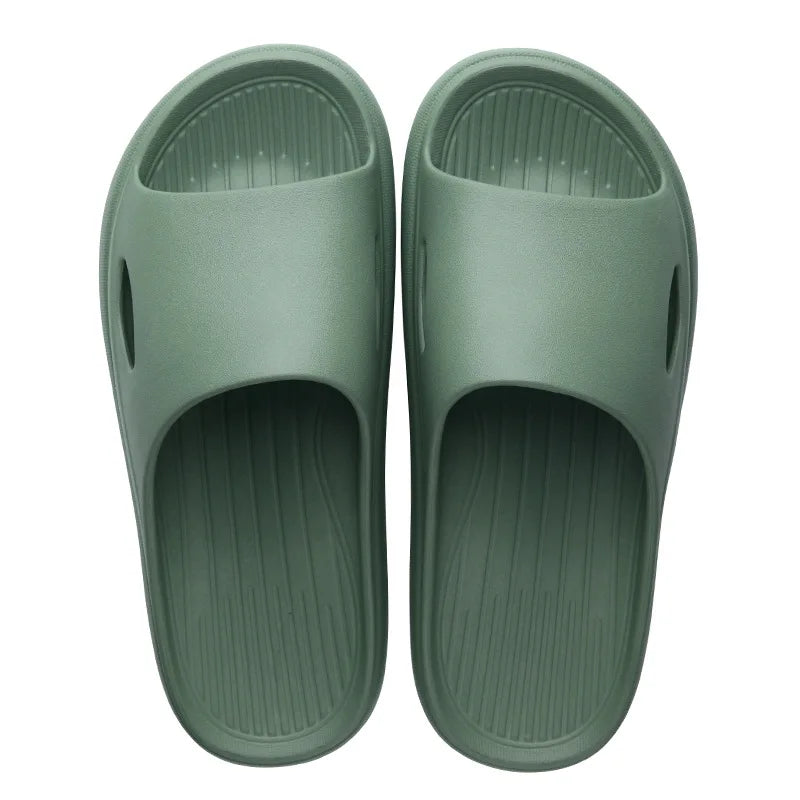Soft Home Slippers Couples Summer Indoor Non-Slip Bathroom Slippers Solid Sandals Hotel Family Men Women Flip Flops Flat Shoes