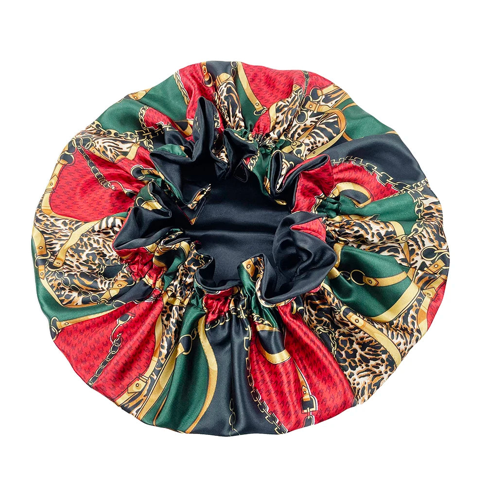 New Solid Women Satin Bonnet Fashion Stain Silky Big Bonnet for Lady Sleep Cap Headwrap Hat Hair Wrap Accessories Wholesale