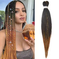 Dard Red White 3 Tones Ombre Straight Braids Blend Hair Tinsel Festival Rave Hair Extensions for Girls Crazy Hair Day Braids