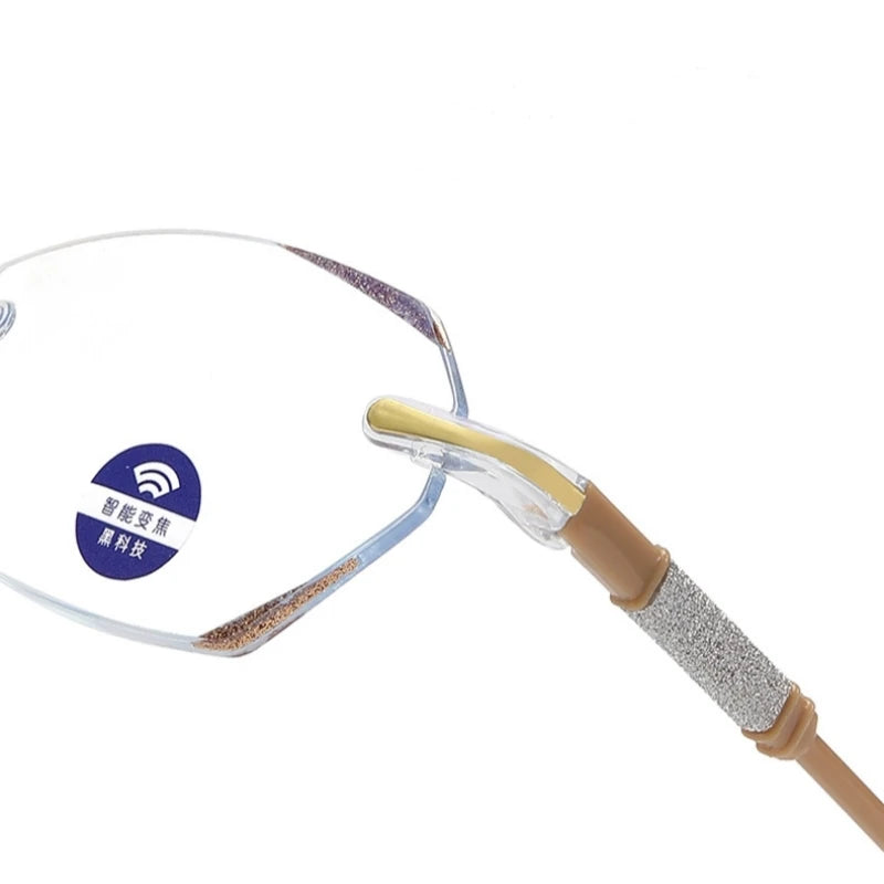 High Definition Lens Reading Glasses Women's Trendy Rimless Anti Blue Light Farsighted Eyewear Prescription Diopter Eyeglasses