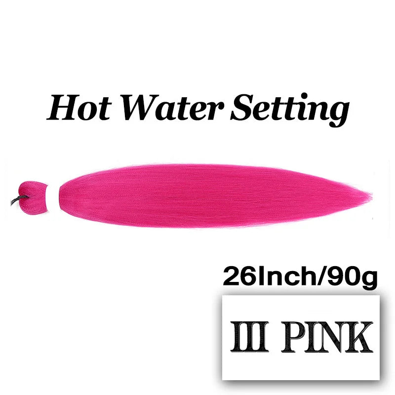 Pre-stretched Braiding Hair 26Inch 90G Synthetic Jumbo Hair Extensions for Crochet Braids DIY Pink Peach Red Yellow Fake Hair
