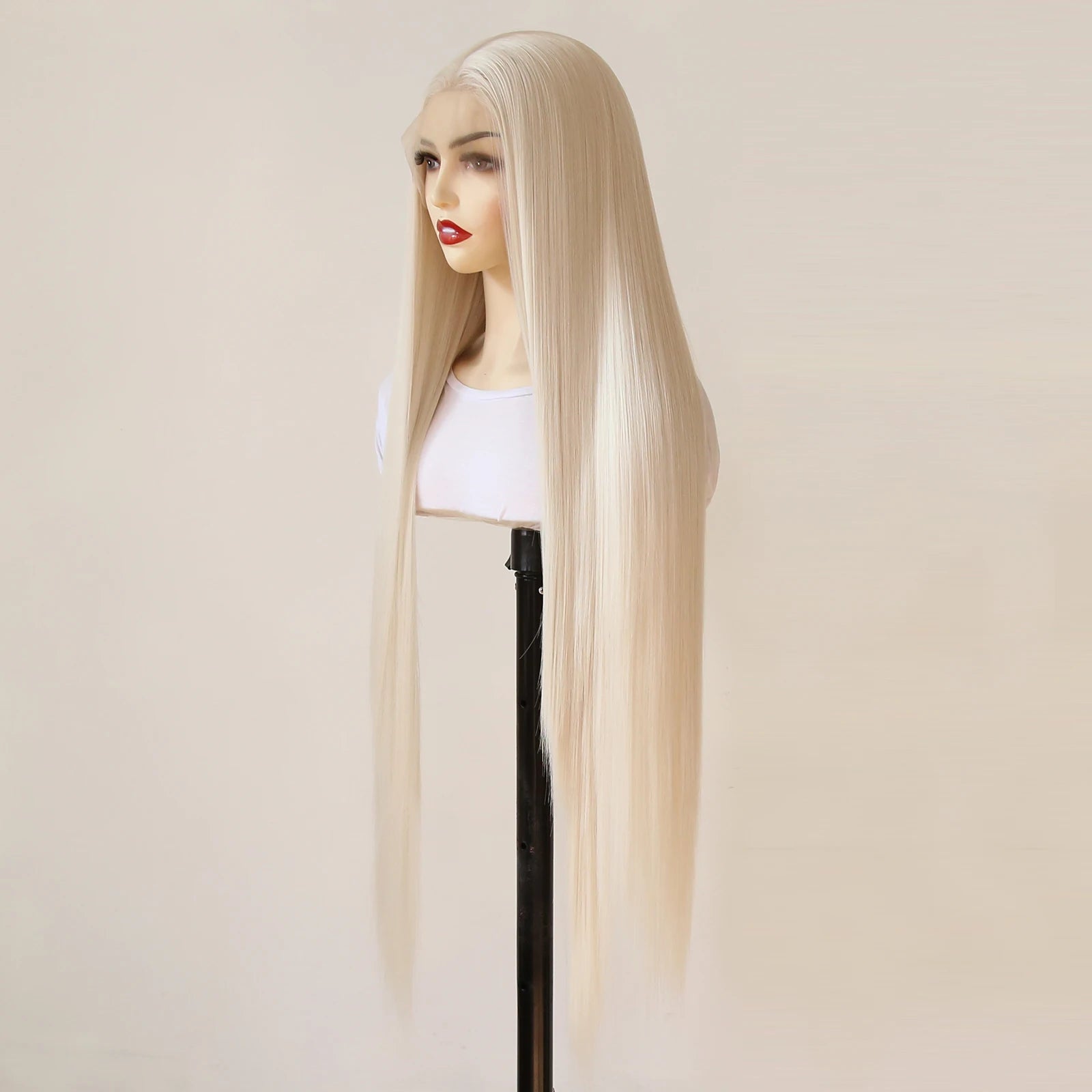 Platinum Blonde Wig 13x4 Synthetic Lace Front Wig Long Straight 40inch Synthetic Wig Pre Plucked Heat Resistant Fiber Hair Wig