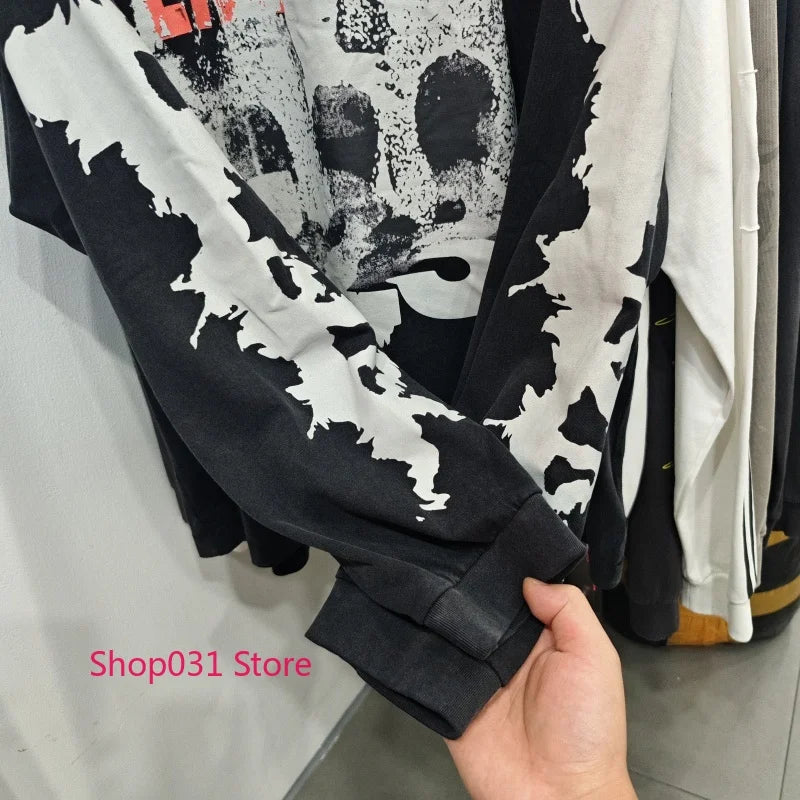 R123 Long Sleeve T Shirt Vintage Washed 100% Cotton Loose Fit Casual Mens Pullover  oversized t shirt