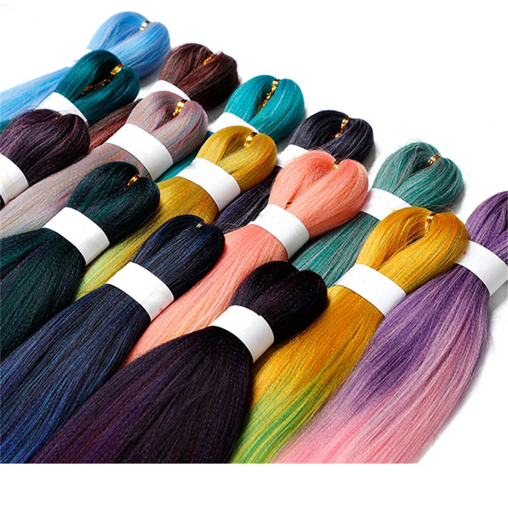 Easy Crochet Braids Ombre Hair Extensions Bundles Yaki Straight EZ Braiding Pre Stretched Synthetic Braid For African Women 6pcs