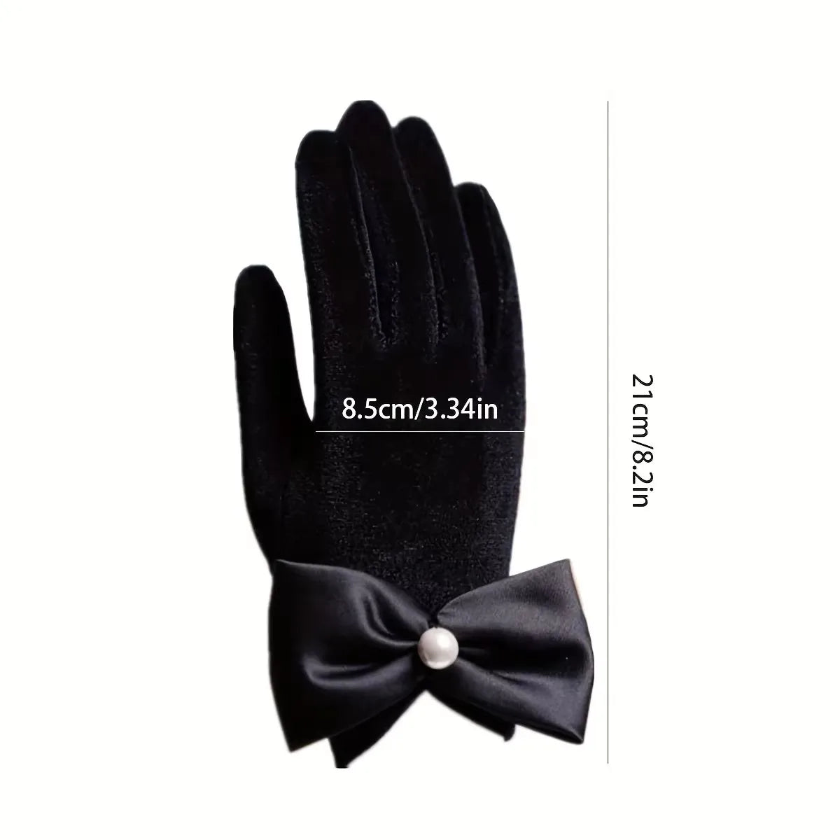 French Vintage Black Pearl Elegant Short Gloves Bridal Wedding Ball Halloween Split Finger Gloves