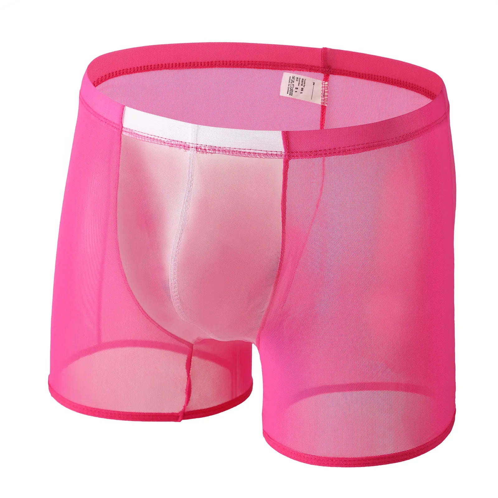 Mens Sexy Mesh Underwear Boxers Shorts Transparent Man Penis Pouch Panties Sheer Underpants Long Leg Boxershorts