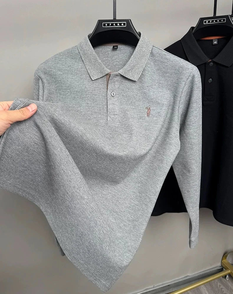 High end brand 100% cotton long sleeve polo shirt men's autumn fashion designer new Paul Pony embroidery casual golf T-shirt