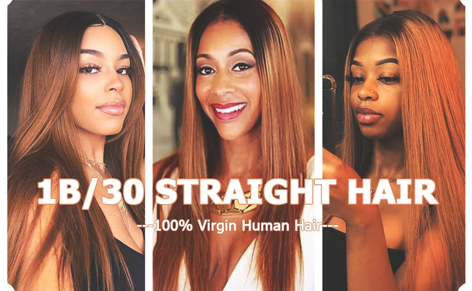 1B/30 Ombre Bone Straight Human Hair Bundles Brazilian Remy Human Hair Weave Extensions 2 Tone Brown Colored Bundles Human Hair