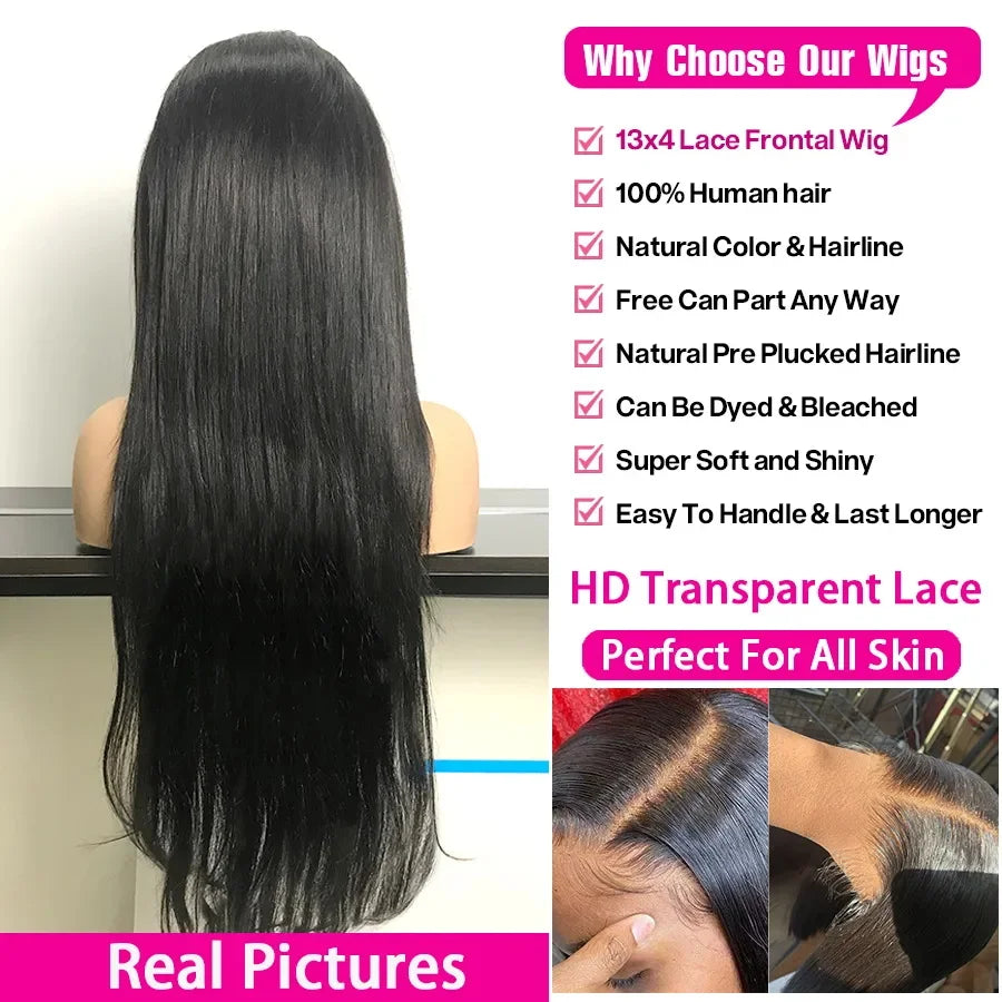 40 Inch Body Wave 13x6 HD Transparent Lace Frontal Wig Human Hair 13x4 Lace Front Wig Brazilian Pre Plucked Lace For Black Women