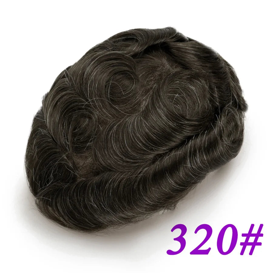 Men Toupees Real Hair Replacement Systems Thin Skin base Indian Human Remy Hair Toupee with Tapes Hairpiece Male Wig Touchcolor