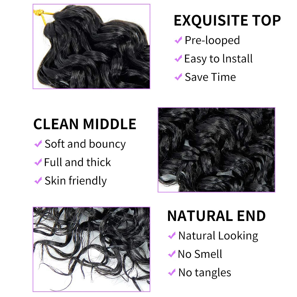 GoGo Curl Crochet Hair 10/18 Inch Short Curly Crochet Hair for Women Water Wave Beach Curl Deep Twist Crochet Braids Synthetic
