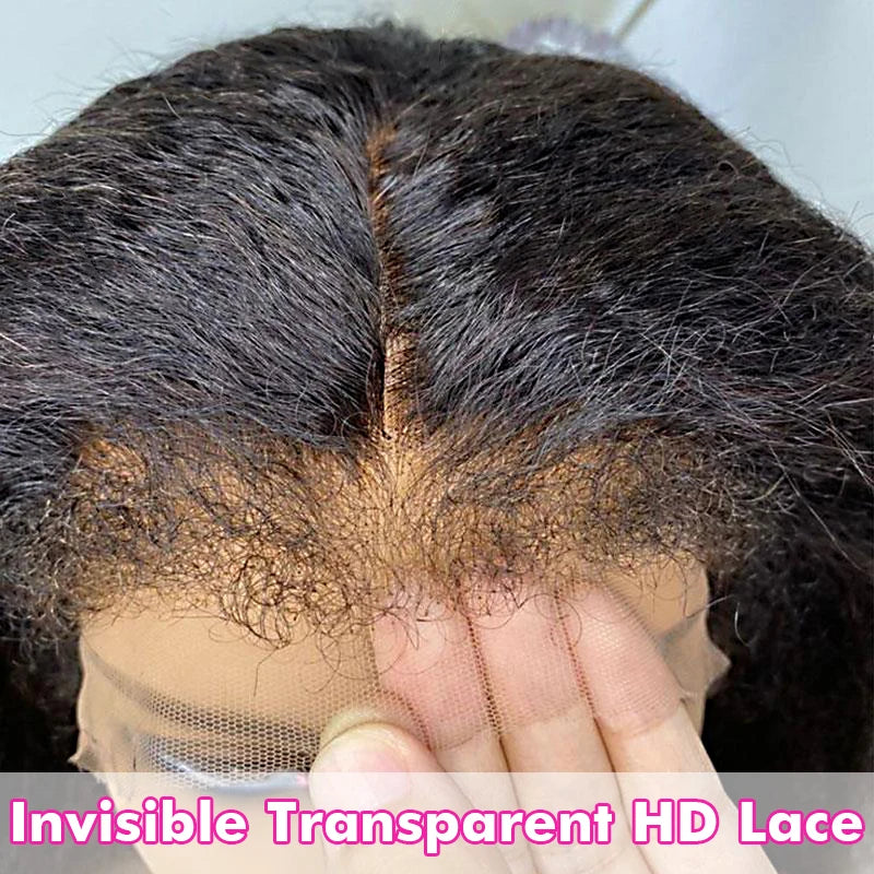 4C Edges Curly Baby Hair Wig Kinky Straight 13x6 HD Lace Frontal Wig Human Hair Yaki Straight 13x4 Lace Front Human Hair Wigs