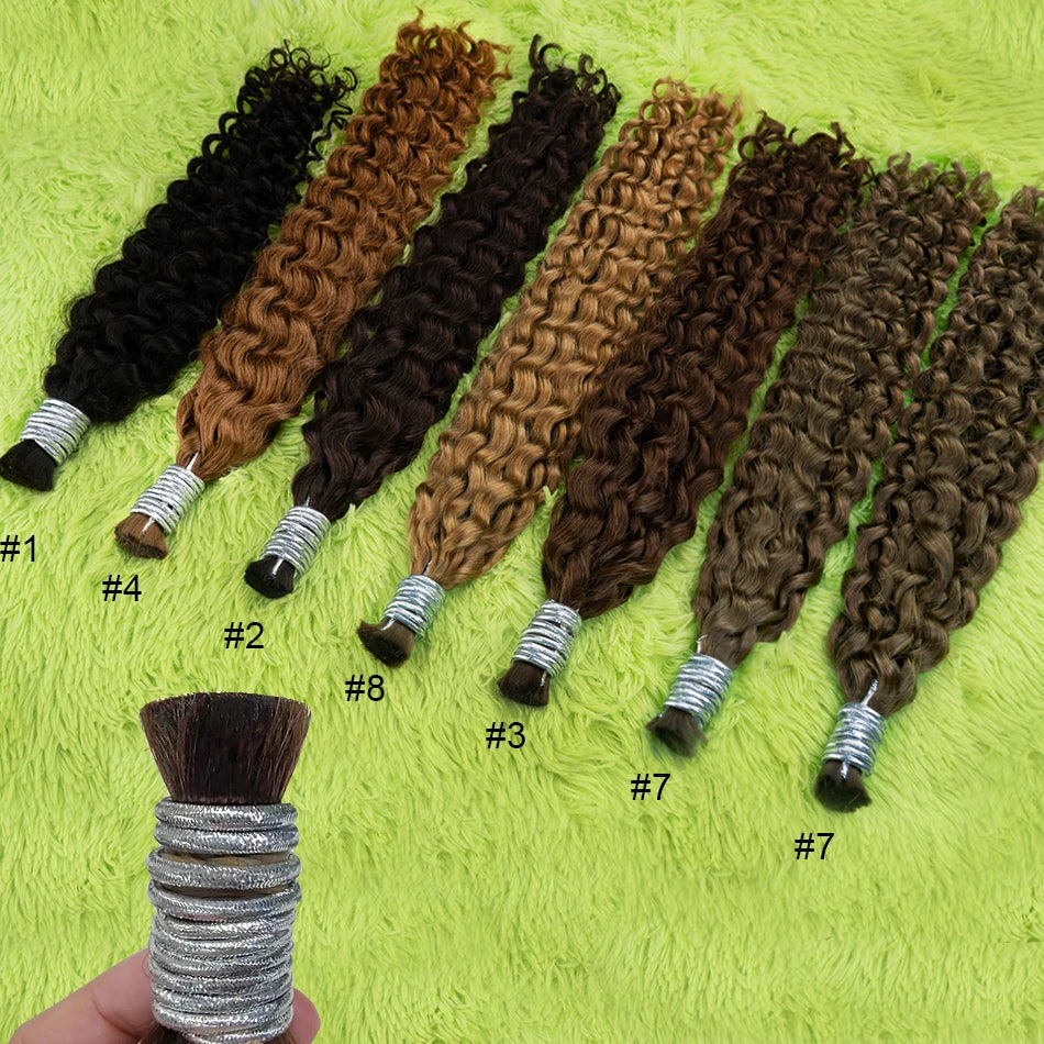 Bulk Braiding Hair 100% Human hair Virgin Deep Wave Unprocessed No Weft Boho Braids Human Hair Bulk Extensions Brazilian Remy 1B