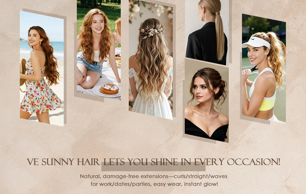 Ve Sunny Hair Seamless Clip in Hair Extensions Human Hair Thinning Hair Extensions Fill Ins Remy Hair Add Thickness 4PCS 85G