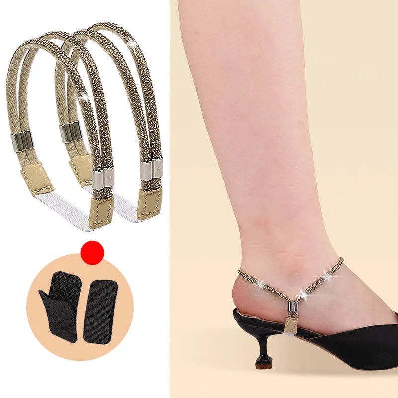 High Heels Shoes Band Anti-loose for Women Diamond Shoelaces Anti-drop Heel Straps Belt Drill Elastic Fixing Rhinestone Belts