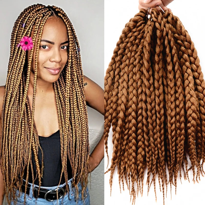 Full Star Box Braids Synthetic Hair 12" 18" 22" Crochet Braids Style Black Burgundy Brown for Africa America Women Crochet Hair