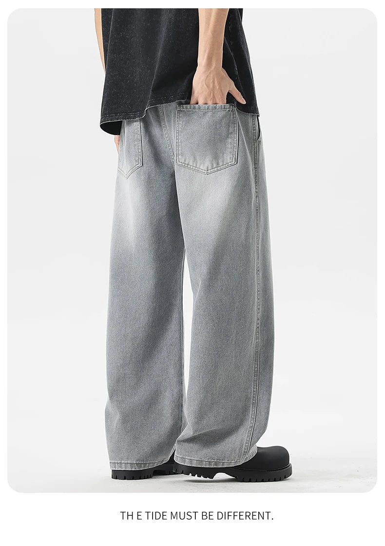 Men's Jeans American Loose Wide-leg Loose Straight Casual Trousers Street Hip-hop Baggy Jeans Black Grey  Blue Streetwear Men