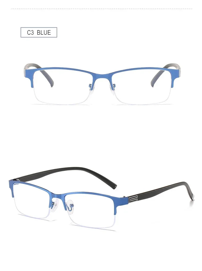 Myopia Prescription Glasses -0.5 TO -10 Men Women Business Half Frame Anti Blue Ray Photochromic Shortsighted Spectacles F518