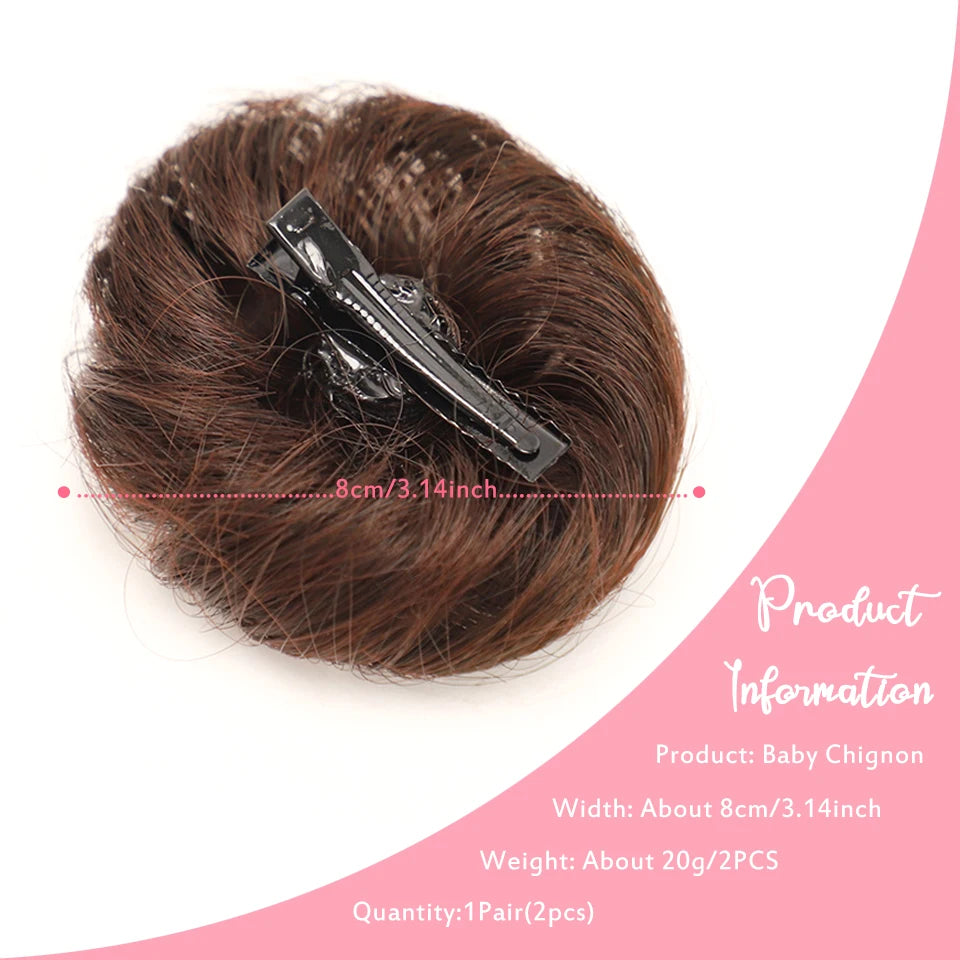 OLACARE Girl Children's Fake Hair Bun Bangs Wig with Clip Hairband Bangs Chignons Daily Wear Cosplay Hairpieces Accessories