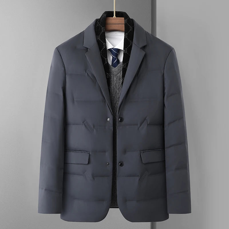 High Quality Men's Handsome down Jacket with Scarf Collar M-6XL Big plus Size for Middle-Aged Dad Fashionable Outerwear