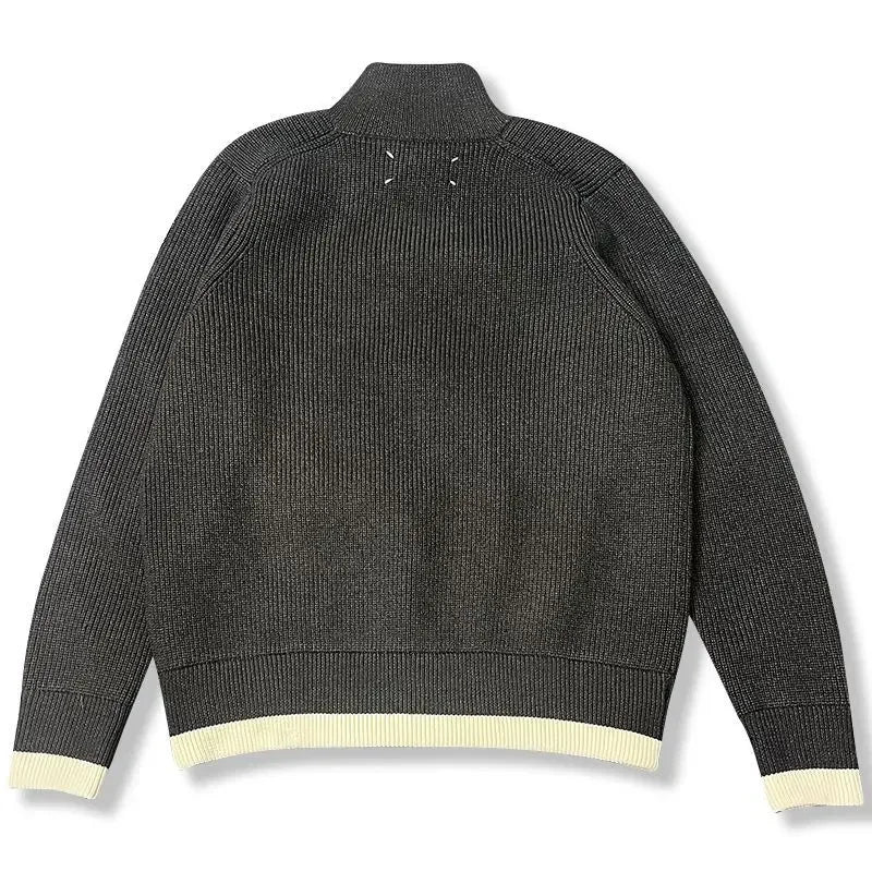 Warm Knitted Cardigan Men Double Zipper Turtleneck Cashmere Men's Winter Knit Jacket Autumn Spring Casual Fashion Sweater Coat