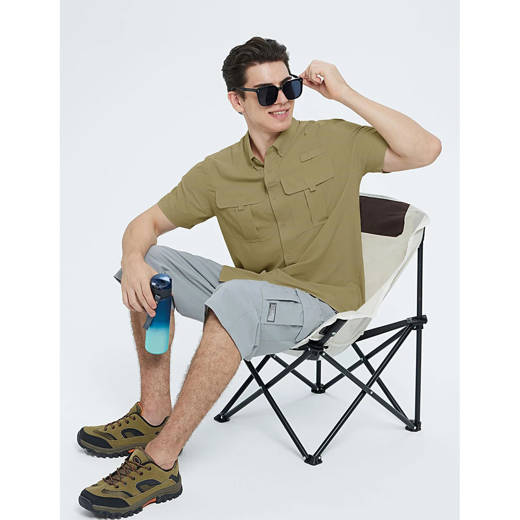 TACVASEN Men‘s Short Sleeve Sun Protection Shirt UPF 50+ Lightweight Quick Dry Fishing Hiking UV Shirt with Pockets for Men