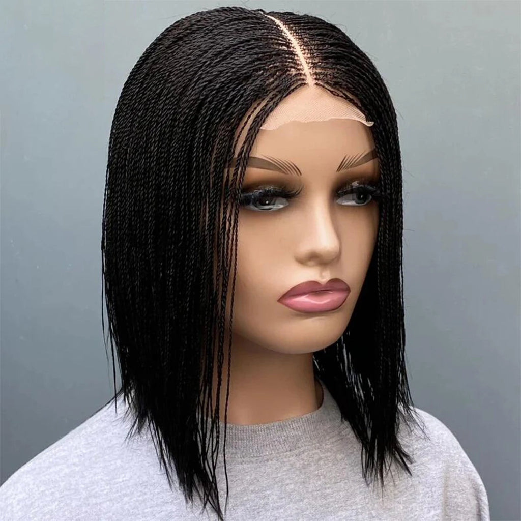 Short micro twist wig on 2*6 lace Centre-part braided wig braided lace front wigs 8-10" braid wig braided lace wigs Micro Braid