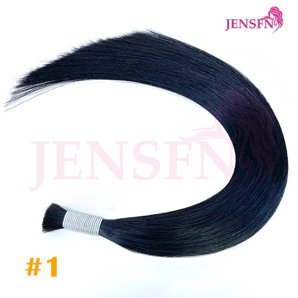 JENSFN  Bulk Hair Extensions Human Hair Straight  16"-26" Inch 50g/Strand  #613 60  Brown Blonde Color Hair Salon Supplies