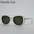 Steampunk Square Pilot Sunglasses Men 2025 Luxury Brand Retro Metal Frame Sun Glasses For Male Double Beam Eyewear UV400 Shades
