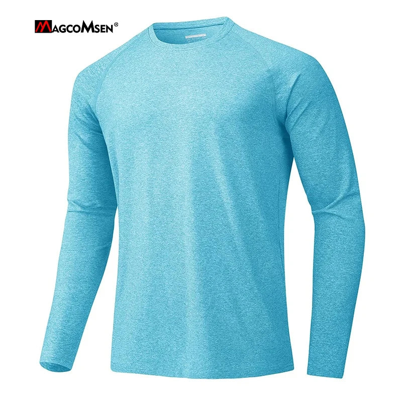 MAGCOMSEN Men's Sun Protection T-shirt Long Sleeve Hiking Fishing Shirts UPF50+ UV Block Spring Summer Casual Tee Workout Shirts