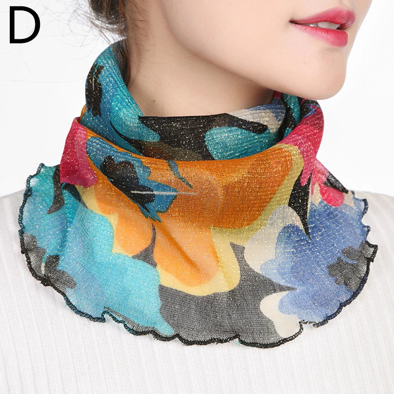 Fashion Summer Chiffon Neck Collar Silk Scarf Women Sunscreen Face Mask Headscarf Bandana Cycling Anti-uv Multi-function Scarves