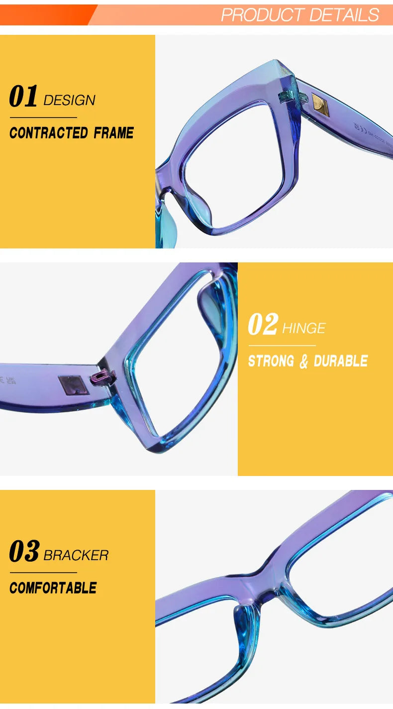 Oversize Women's Glasses Fashion Transparent Square Ladies Eyeglasses Blue Clear Lens Optical Female Eyewear Anti Blue Light